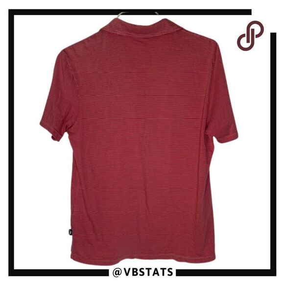 Vineyard Vines Brick Red Subtle Stripe Small Short Sleeve Pocket Polo - Picture 2 of 4